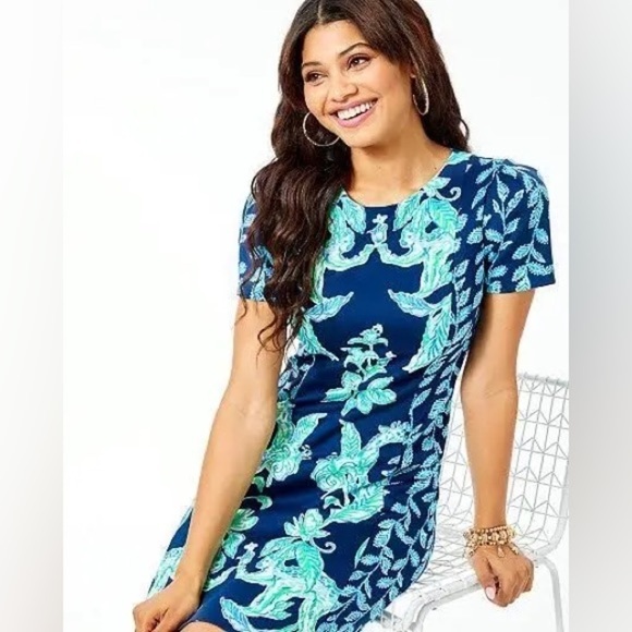 NWT Lily Pulitzer Lelicia Dress High Tide Navy Size 2 - Picture 2 of 16